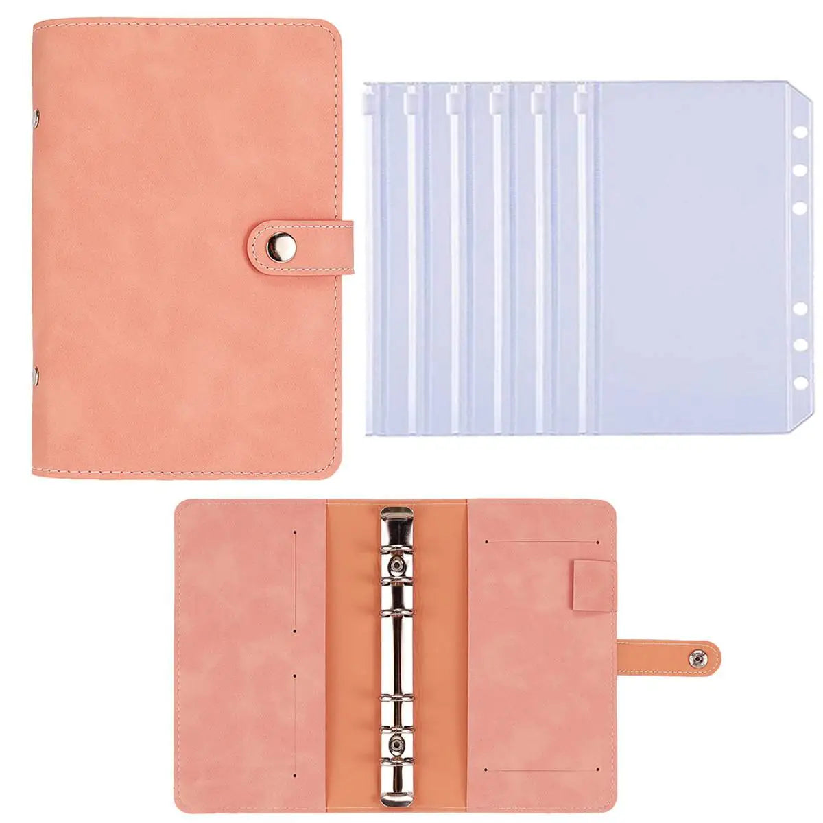 Raccoglitore A6 a 6 anelli in similpelle, 6 tasche con zip – foto 7