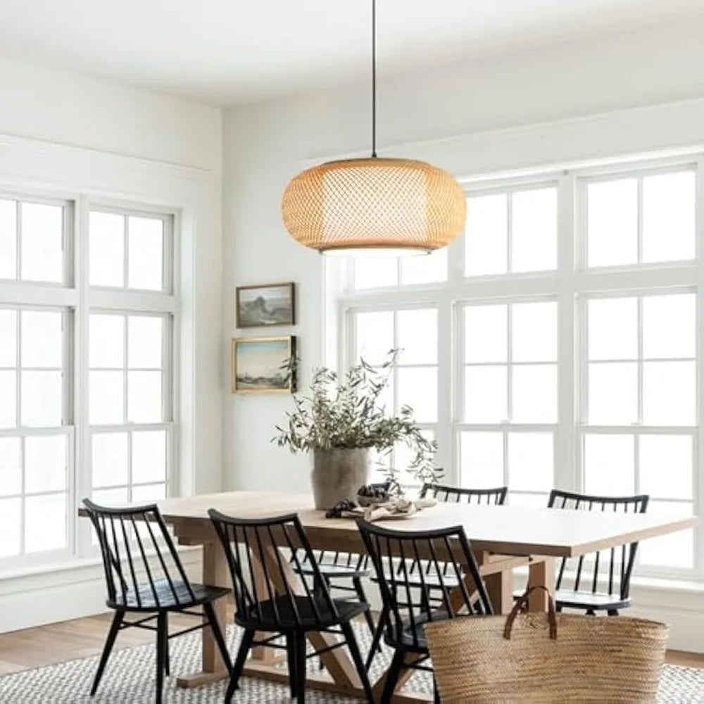 Lampadario in bambù intrecciato con attacco E27, da 40 a 80 cm – dettaglio 5