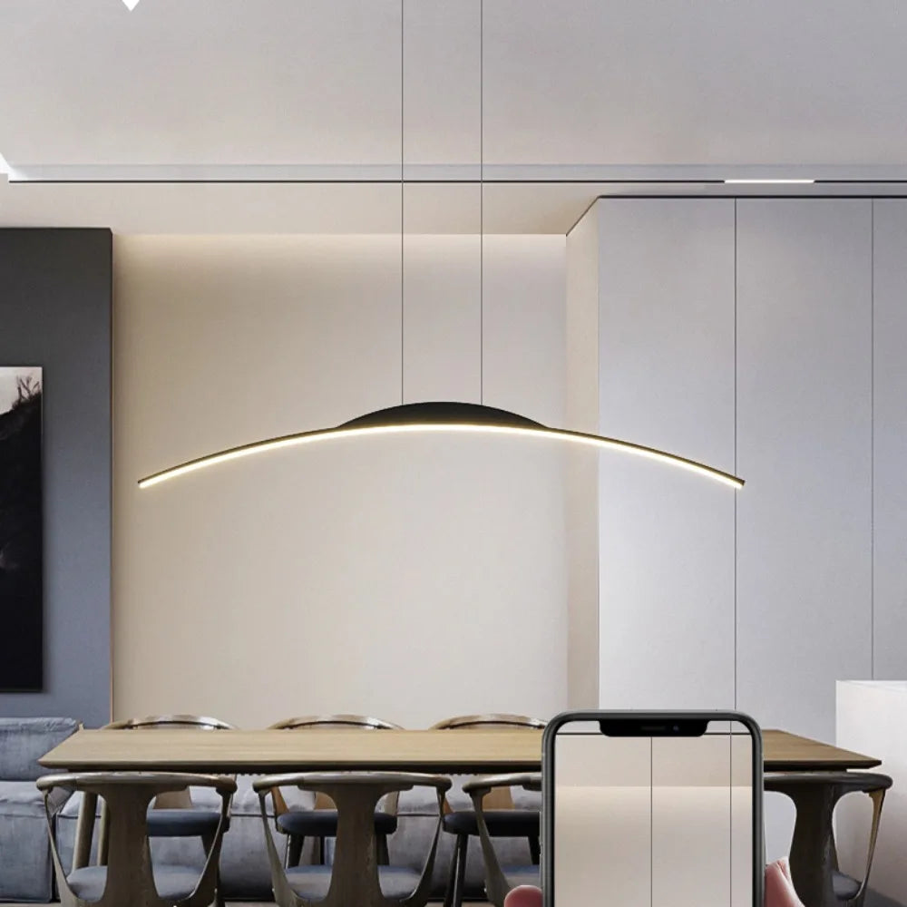 Lampada a sospensione lineare LED, 100 o 120 cm, nera o bianca – dettaglio 3