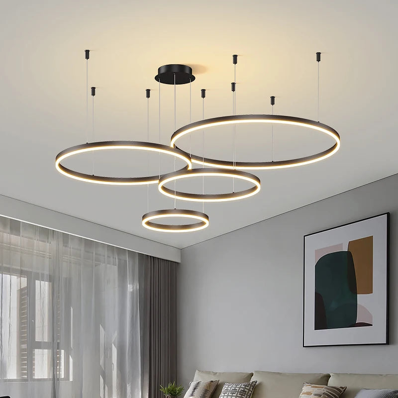 Lampadario LED ad anelli circolari, da 1 a 5 anelli, 40-80 cm – dettaglio 2