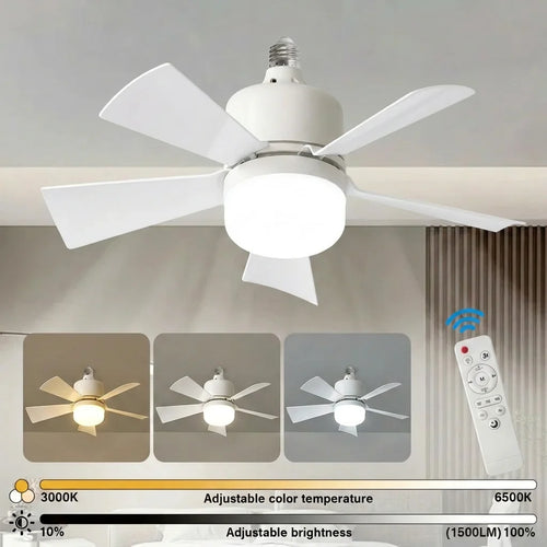 Confezione da 1/2 Pezzi: Ventilatore da Soffitto con Luce LED da 30W, Telecomando e Dimmer, Base E27, Ideale – foto 2