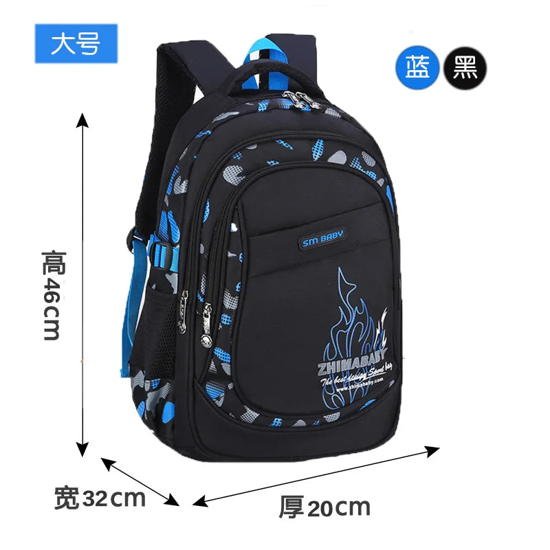 Zaino scolastico in nylon, misura grande o piccola, blu o verde – dettaglio 7