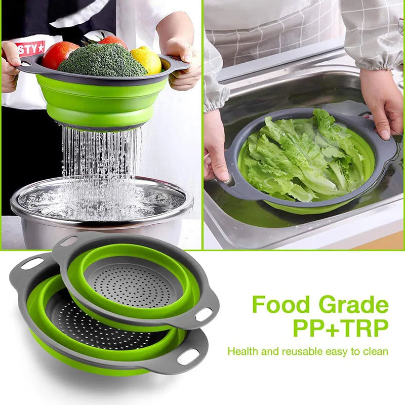 Cestello scolapasta pieghevole in silicone, misure S e L – dettaglio 1