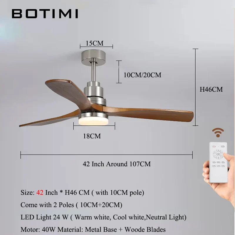 BOTIMI 42 Ventilatore da soffitto da 52 pollici con luci per soggiorno Telecomando Ventilateur de plafon – foto 7