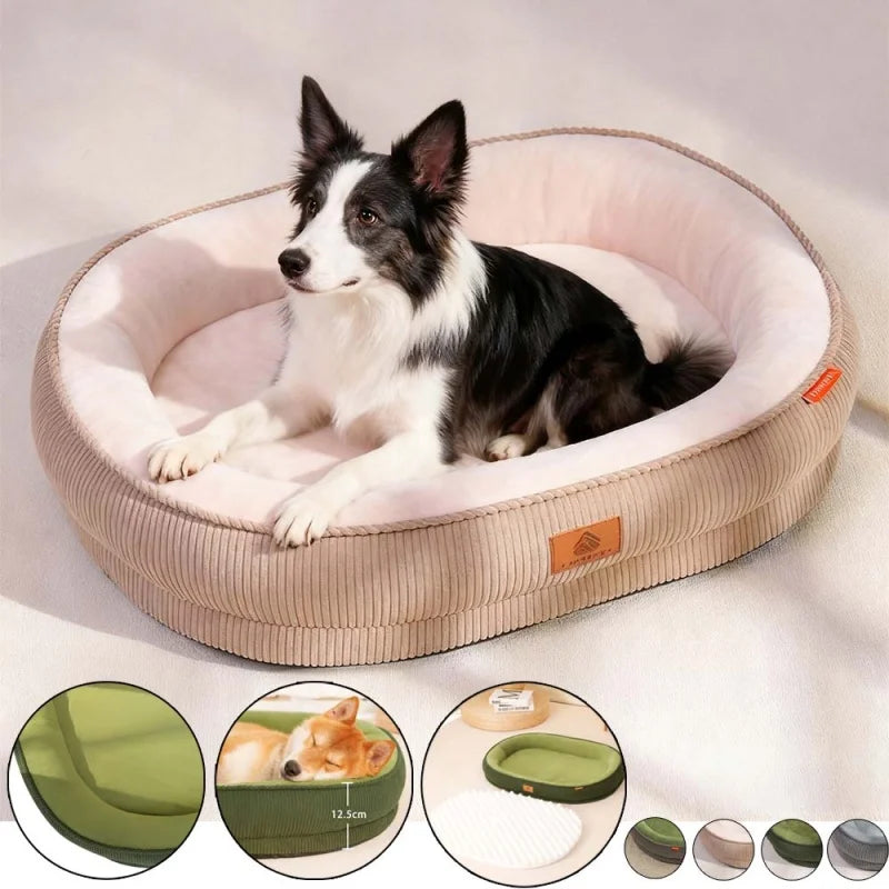 Letto per cani in velluto a coste con cuscino sfoderabile