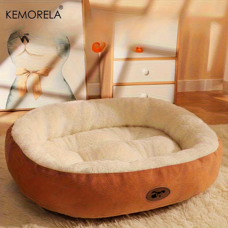 Letto ovale imbottito in peluche per gatti e cani piccoli – dettaglio 1
