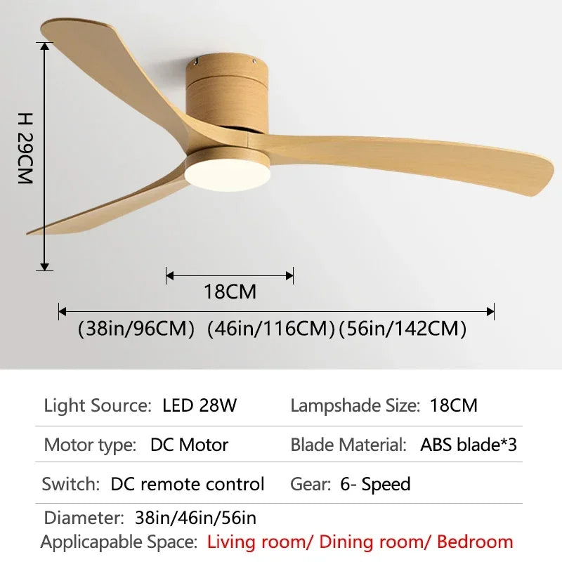 Ventilatore da Soffitto a Basso Profilo 36/46/56 Pollici con Luce, 3 Pale in ABS, Motore DC, Telecomando, LED – foto 8