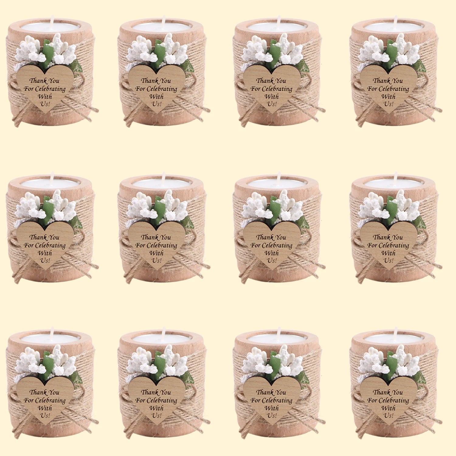 Portacandele tealight in legno, set da 6, 12 o 24 pezzi – dettaglio 11