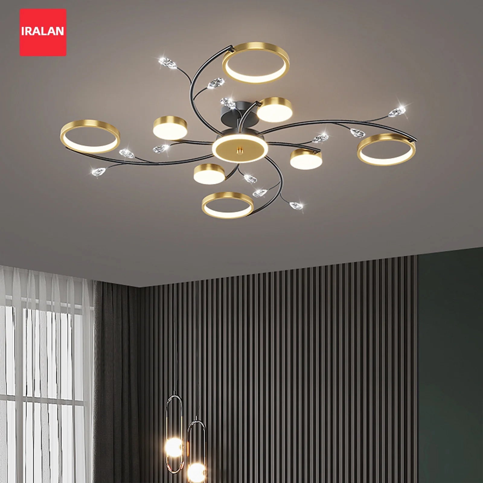 Lampadario di Lusso per Soffitto, Illuminazione Domestica, Decorazione in Cristallo, Lampada da Soffitto con