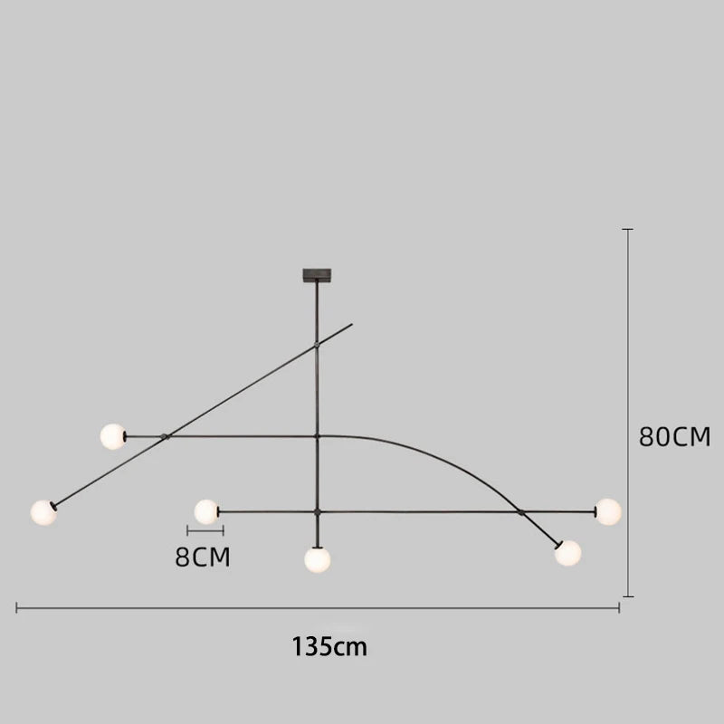 Lampada a sospensione multipla nera, 120 o 135 cm – dettaglio 7