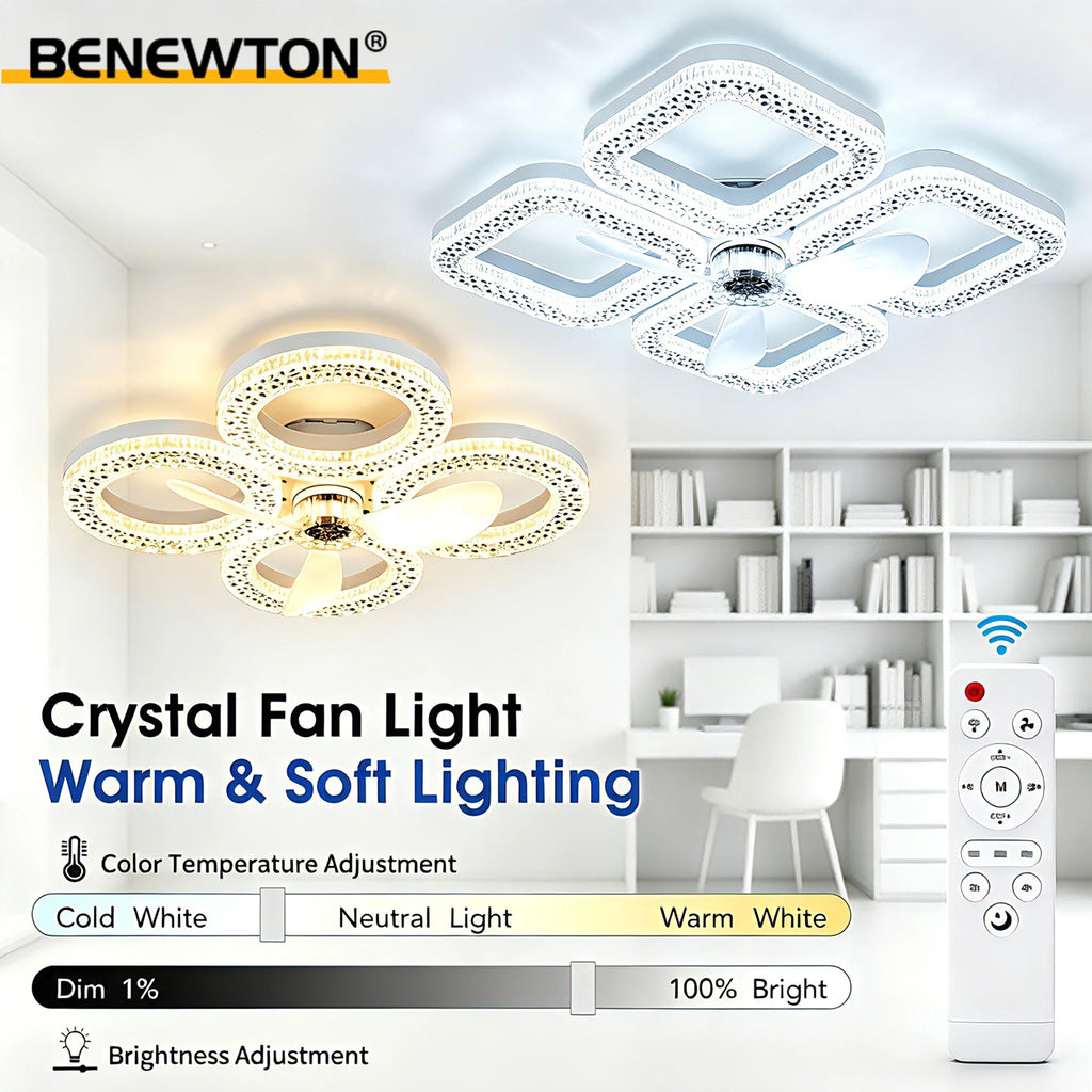 Ventilatore da Soffitto Moderno con Luce, Silenzioso, Telecomando, 3 CCT Dimmerabili, 3 Velocità, Lampada LED