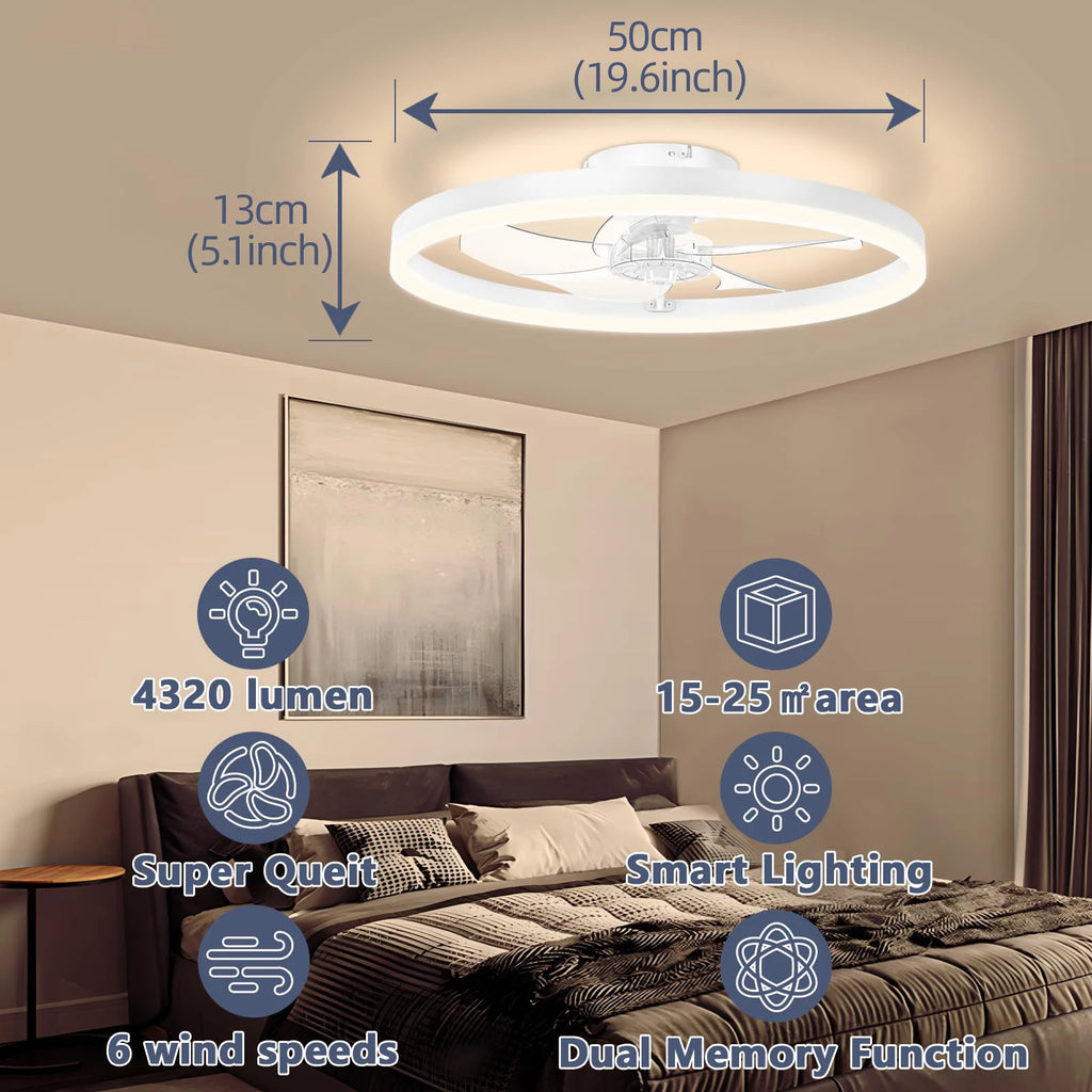 Ventilatore da soffitto intelligente con luci e telecomando Lampada da ventilatore a LED dimmerabile a 6 – foto 6