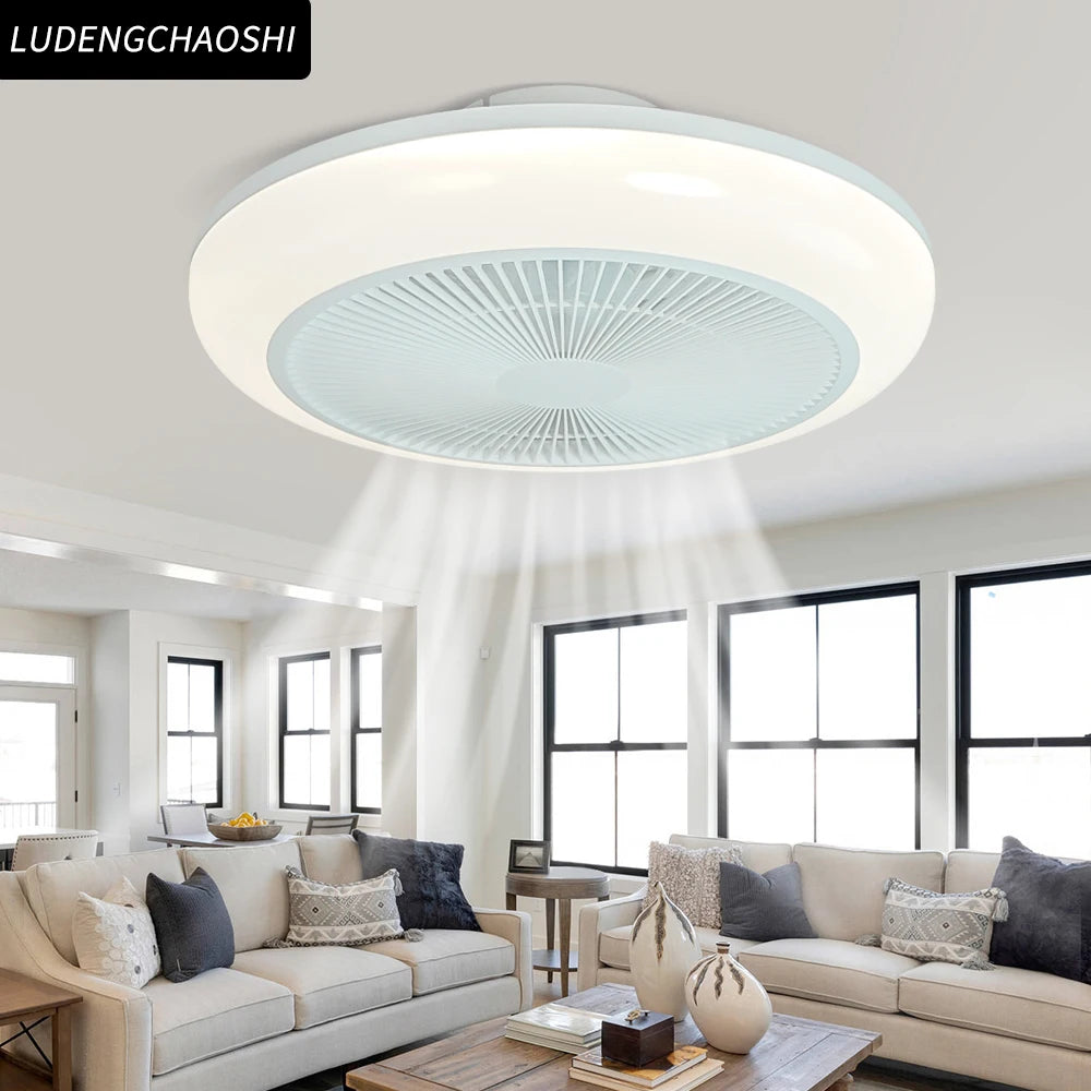 Ventilatore da soffitto con luce dimmerabile e pale a scomparsa
