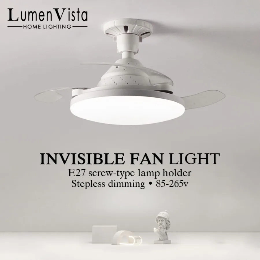 Ventilatore da soffitto con pale retrattili e luce LED