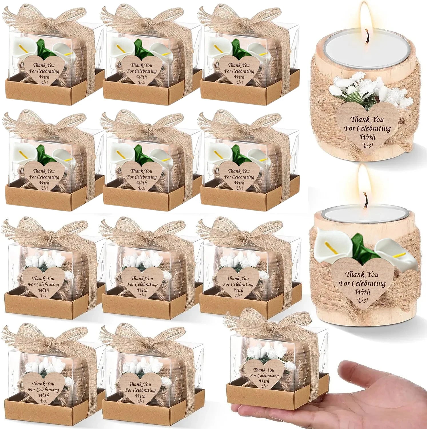 Portacandele tealight in legno, set da 6, 12 o 24 pezzi
