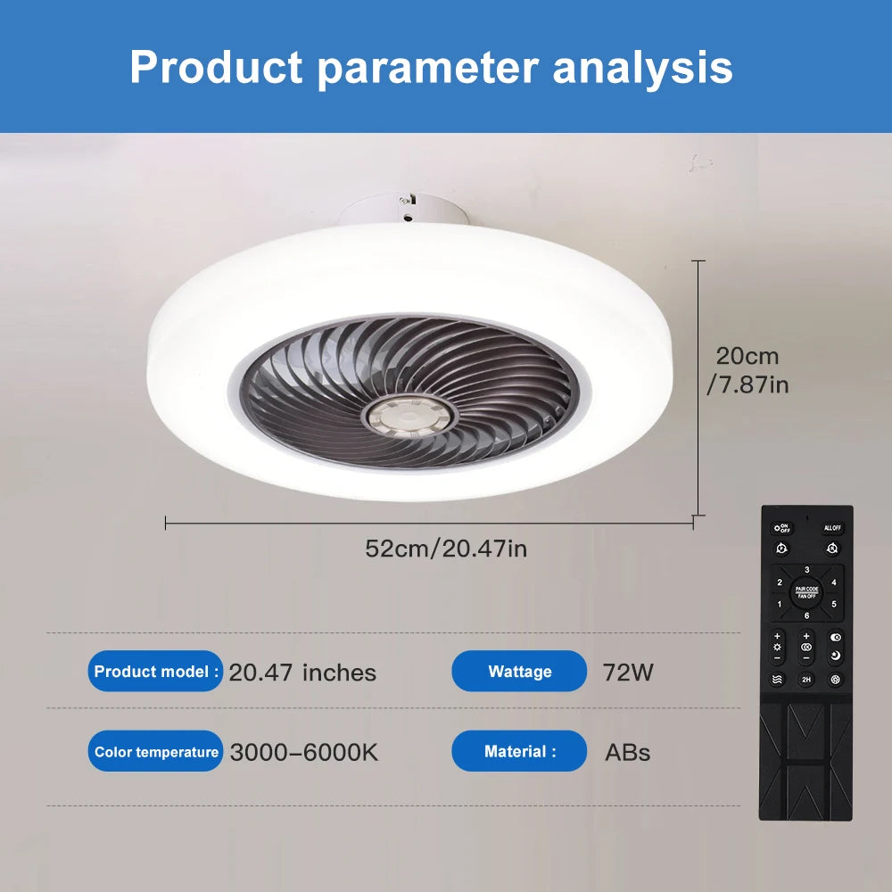 Ventilatori da soffitto intelligenti con luci Telecomando Decorazioni per la camera da letto Lampada da – foto 8