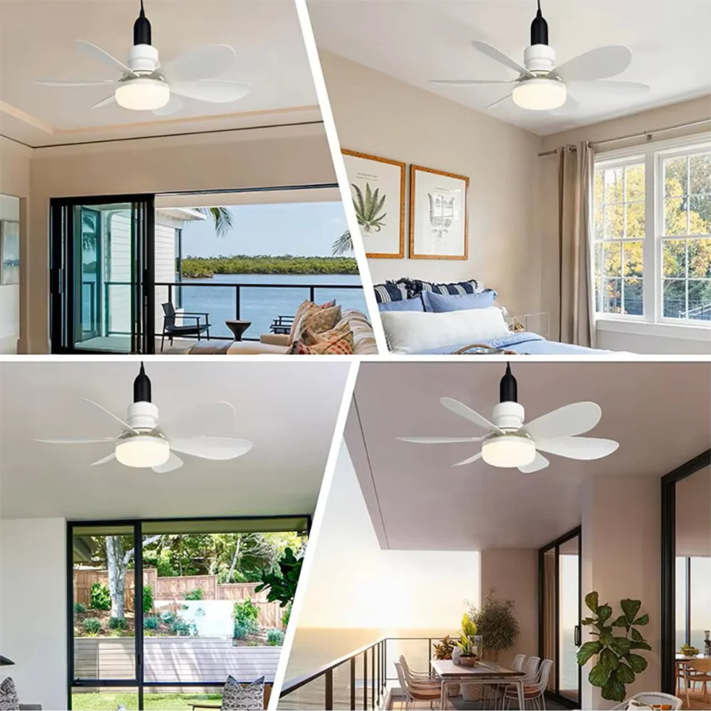 Ventilatore da Soffitto LED 30W/40W con Attacco E27 e Telecomando Dimmerabile per Soggiorni, Uffici e – foto 3