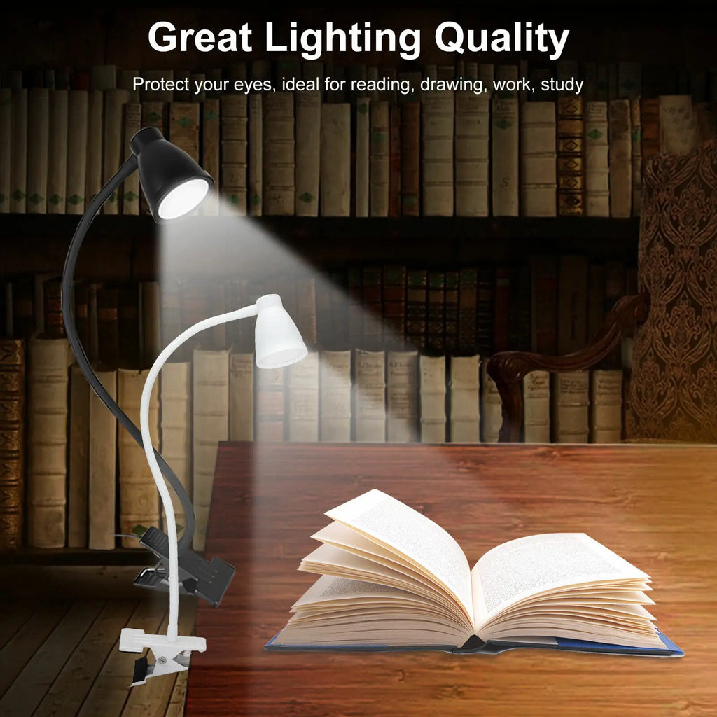 Lampada da Scrivania a LED a Clip con Collo di Cigno – foto 5