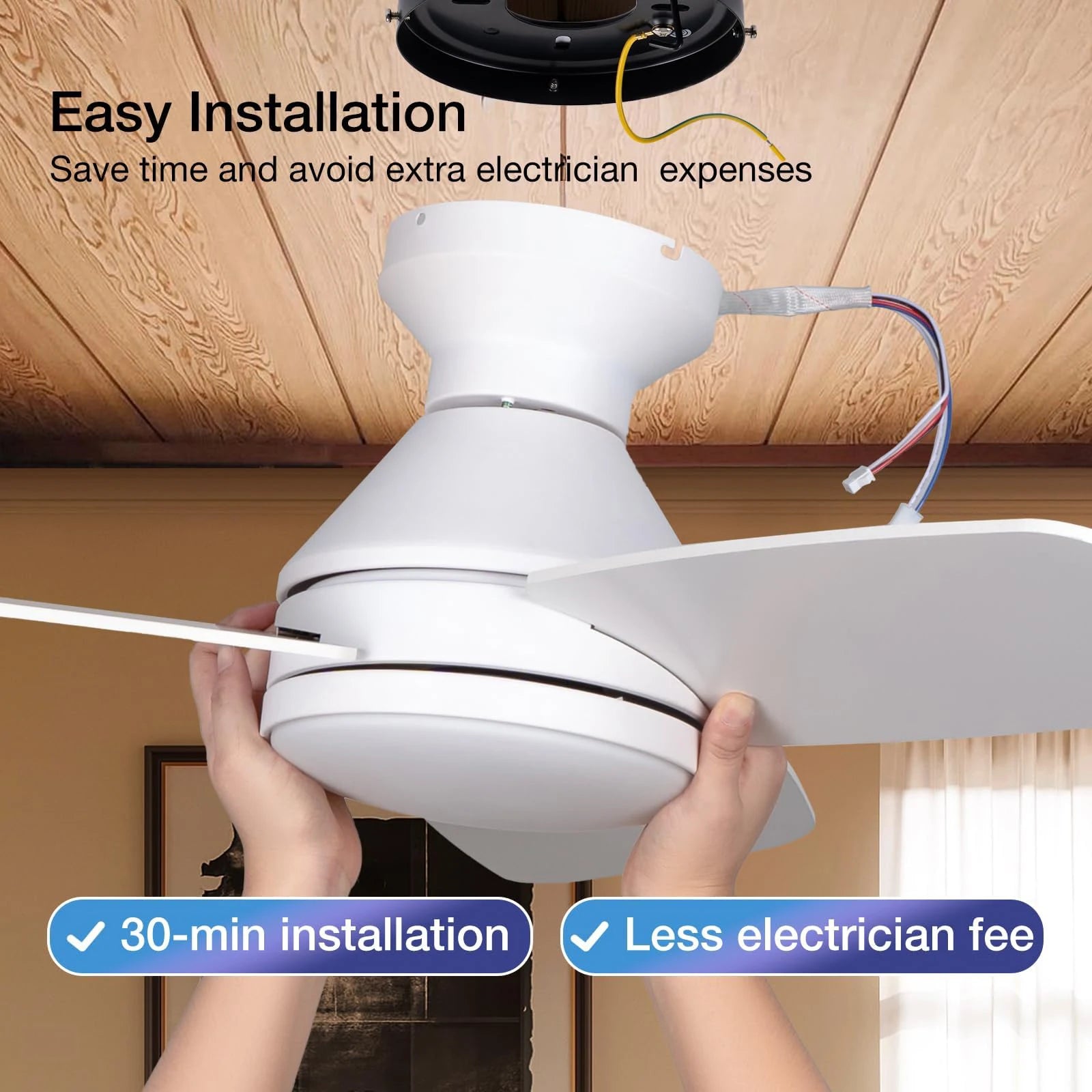 Ventilatore da Soffitto IRALAN a Basso Profilo con Luce LED, Telecomando, 6 Velocità, 42/52 Pollici, Lampada – foto 6