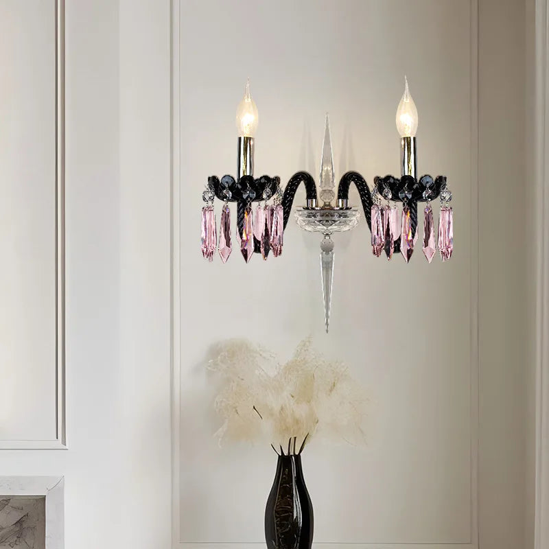 Lampadario in cristallo colorato a candela, 6 o 8 luci – dettaglio 3