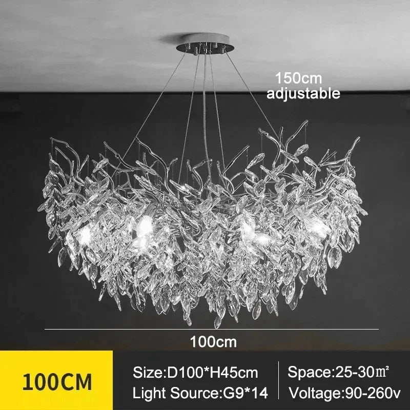 Lampadario moderno di lusso a soffitto in cristallo Lampada a sospensione a led Sala da pranzo Soggiorno – foto 12