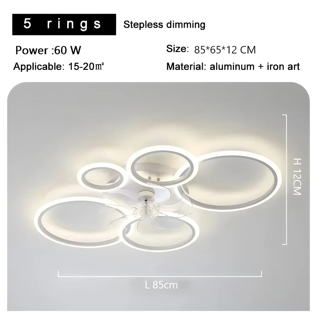 Ventilatore da Soffitto LED Moderno Silenzioso con Lampadario, Bianco, Telecomando, per Camera da Letto – foto 7