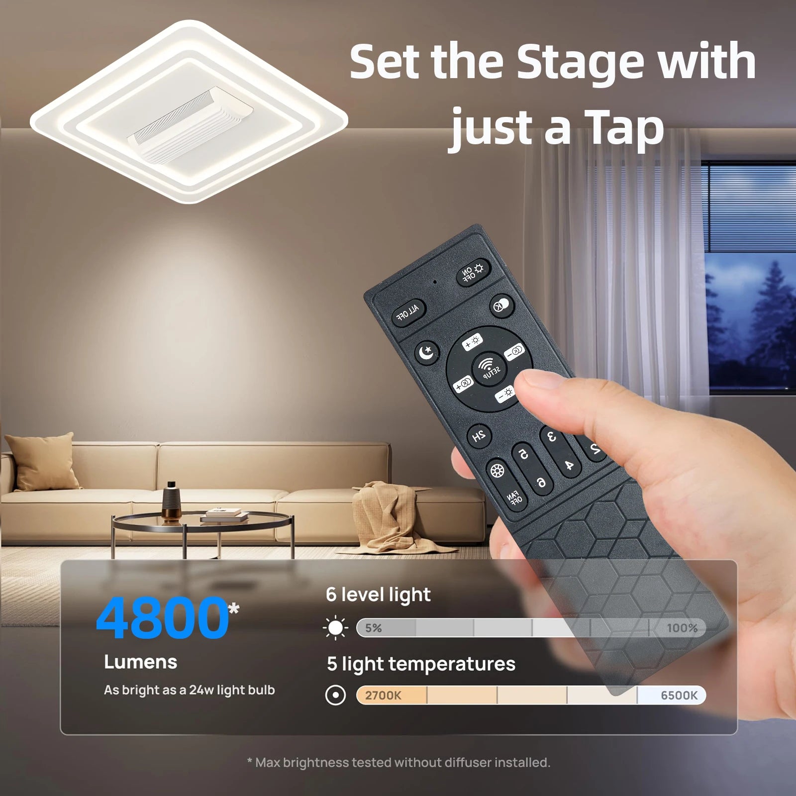 Ventilatore da soffitto senza lame con luce LED 3000-6500K – dettaglio 2