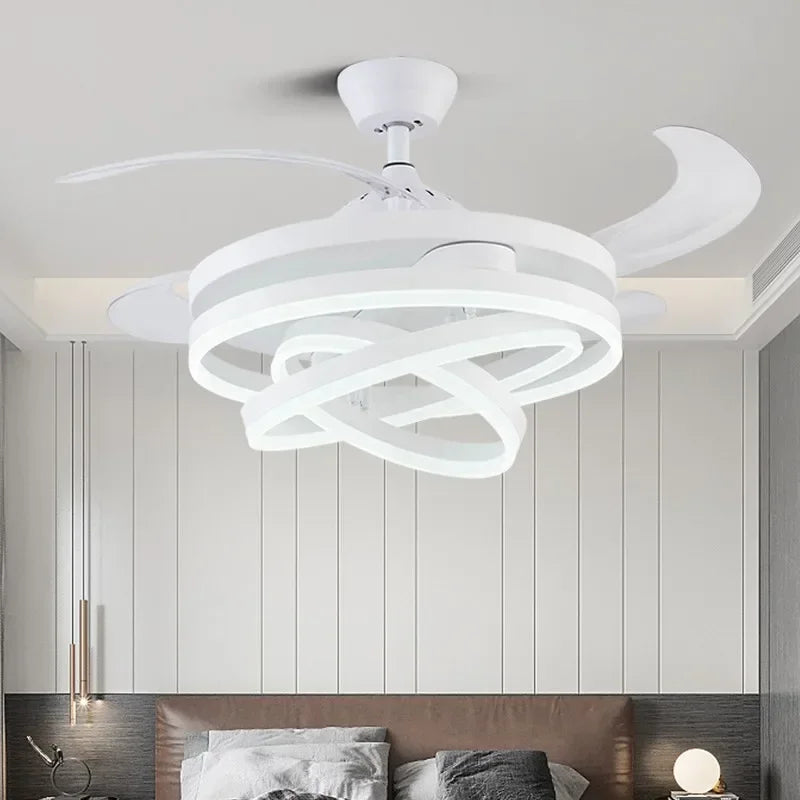 2025 Ventilatore da soffitto a LED minimalista nordico 42 pollici Pale retrattili Lampade da camera da letto – foto 7