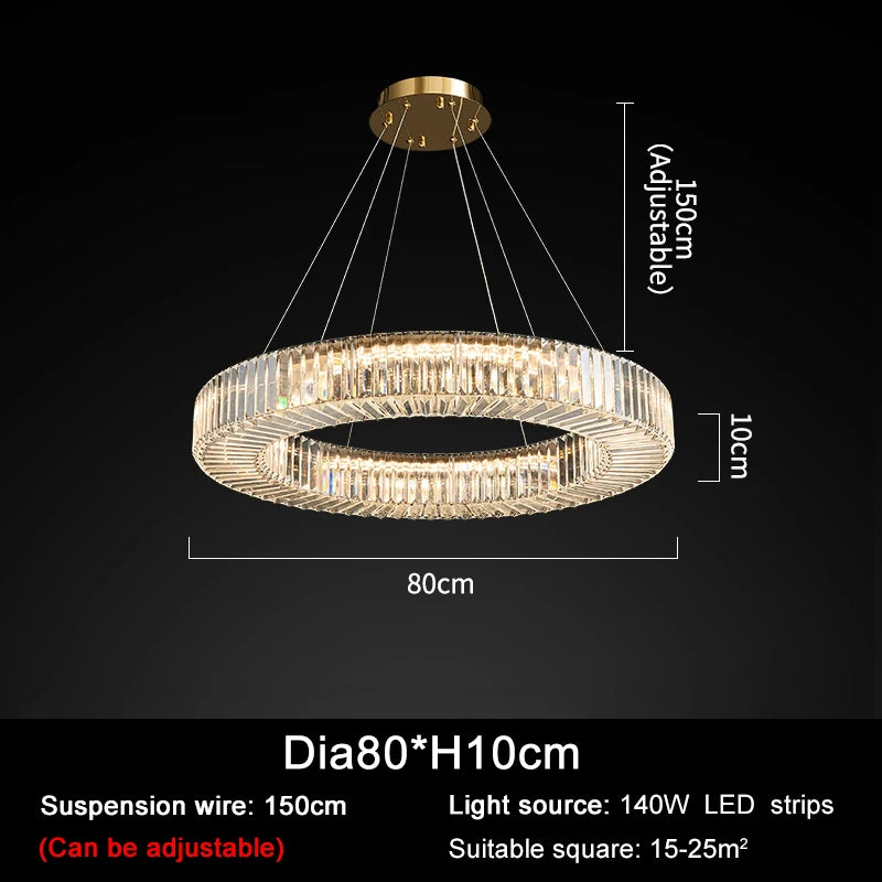 Lampadario LED in cristallo rotondo da 60 cm – dettaglio 6
