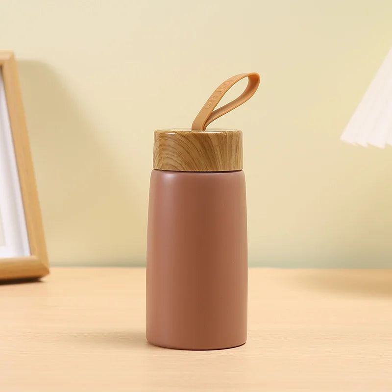 Borraccia termica in acciaio da 280 ml, effetto legno – dettaglio 5