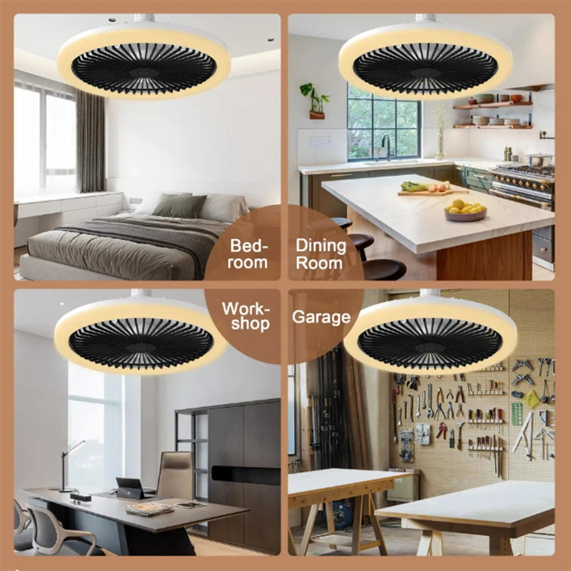 Ventilatore da Soffitto Moderno con Luce LED, Attacco E27, Telecomando, Decorazione per Interni, AC85-260V – foto 4