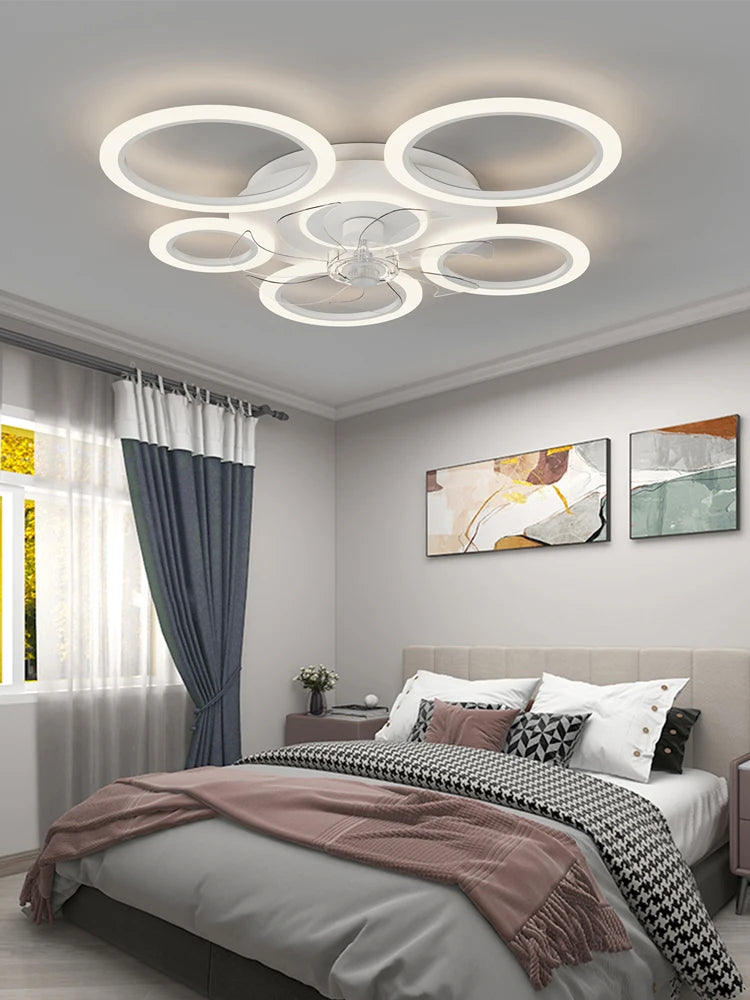 Ventilatore da Soffitto Moderno Bianco Minimalista con Luce, Controllo Intelligente, Sistema di Illuminazione – foto 4