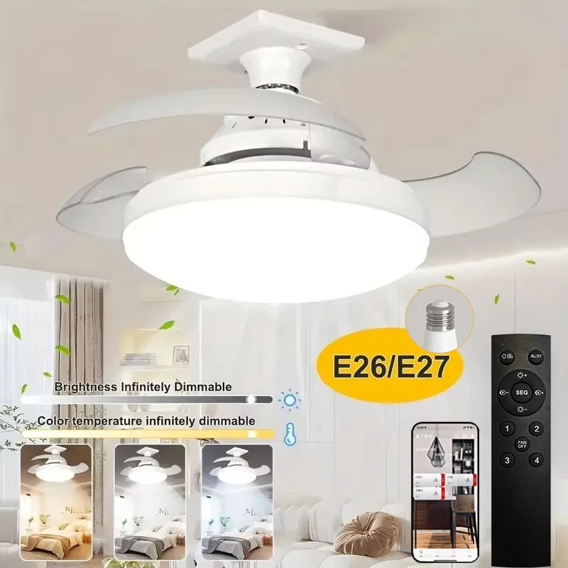 Ventilatore da soffitto pieghevole con luce LED dimmerabile