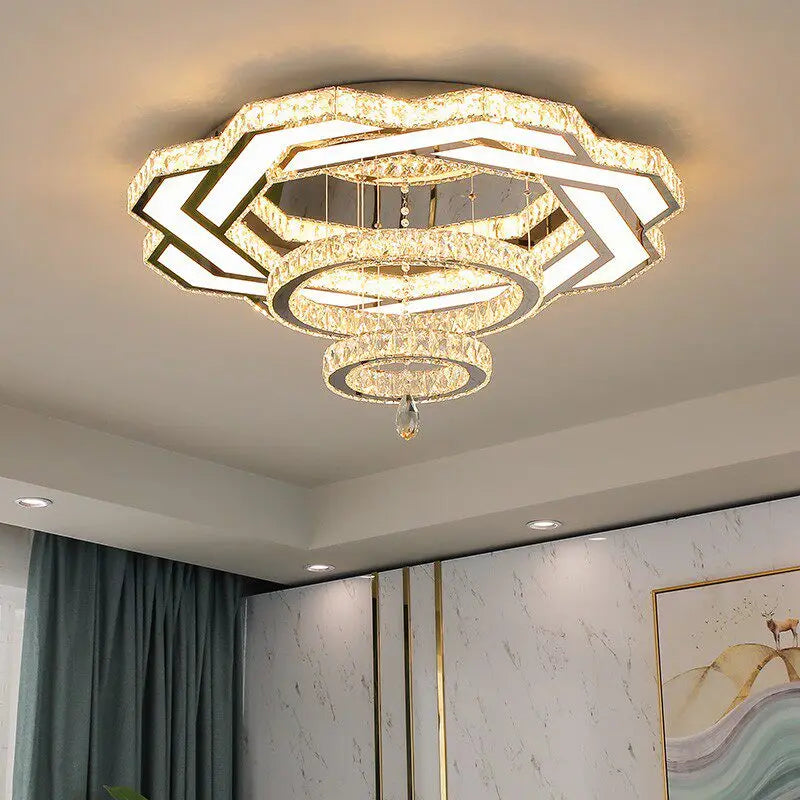 Lampadario a LED da Soffitto, Stile Nordico Minimalista di Lusso, Lampada a Sospensione in Cristallo per – foto 3