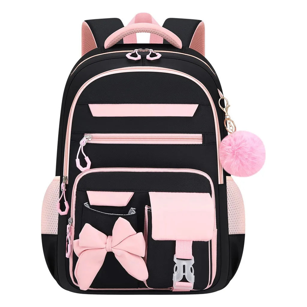 Zaino scolastico da bambina con fiocco e tasche multiple – foto 10