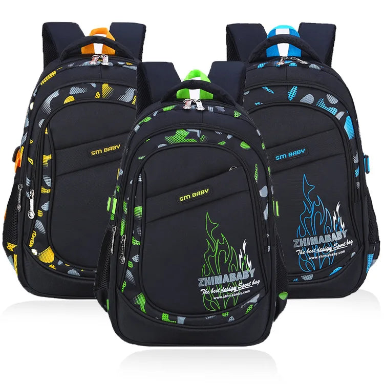 Zaino scolastico in nylon, misura grande o piccola, blu o verde – dettaglio 4
