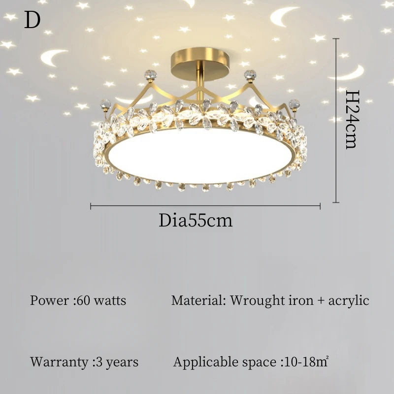 Lampadario a soffitto moderno a LED con corona di cristallo Luci per bambini Camera da letto per ragazze – foto 7