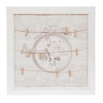 Segna appunti legno bia tessuto fiori, 47x47 cm