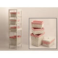 Scaff.4p 4cesti legno bianco fod rosa