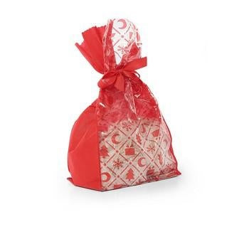 Sacchetto in cellophane rosso con fondo in cartone, 35x24x65 cm (kit da 10)