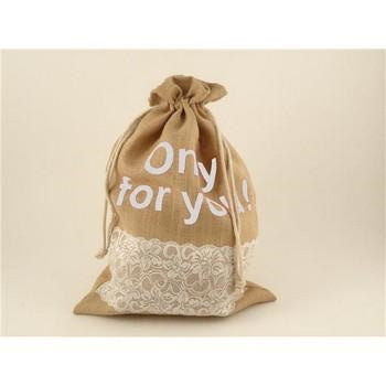 Sacco in juta medio con pizzo Only for you (kit da 5)