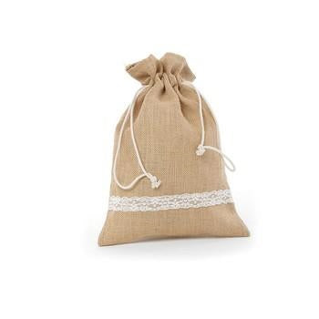 Sacco in juta piccolo con pizzo Only for you (kit da 10)