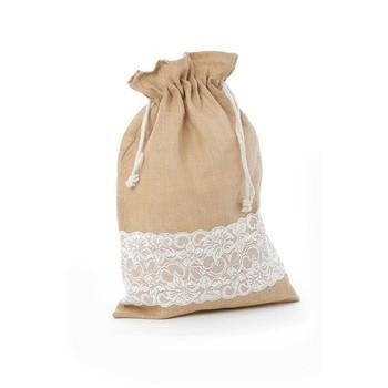 Sacco in juta con pizzo, misura media (kit da 10)