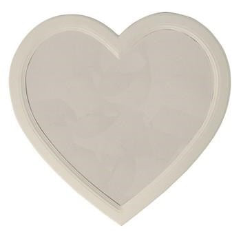 Specchio a cuore in legno bianco