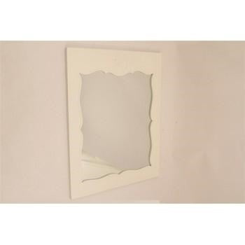 Specchio rettangolare in legno bianco con fiocco