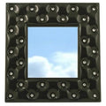 Specchio quadrato legno nero effetto imbottito, 56x56 cm