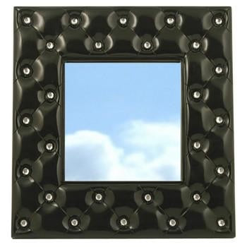 Specchio quadrato legno nero effetto imbottito, 56x56 cm