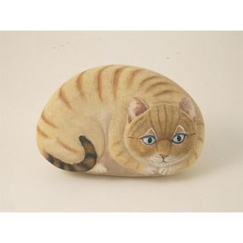 Sasso decorativo gatto tigrato in resina, 11 cm (kit da 3)