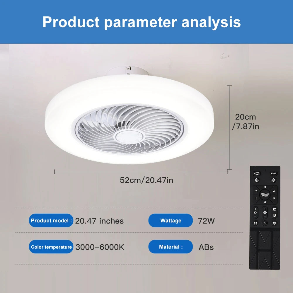 Ventilatori da soffitto intelligenti con luci Telecomando Decorazioni per la camera da letto Lampada da – foto 7