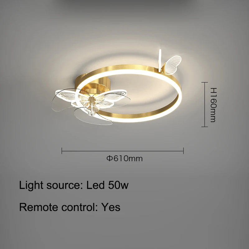 Ventilatore da soffitto a farfalla con luce LED dimmerabile – dettaglio 6